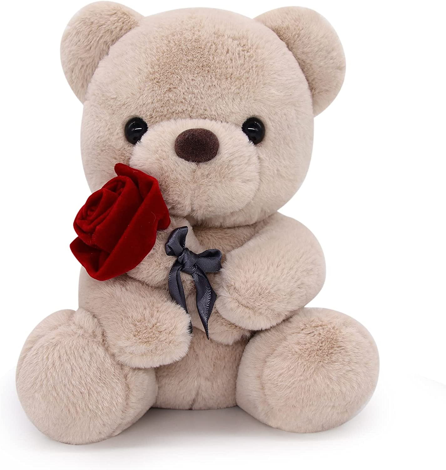TELOLY Teddy Bear Plush Toy Teddy Bear Stuffed Animal with Rose, Kawaii Brown Stuffed Teddy Bear Plush Bear Bear Plushie Toy for Kids Girl Girlfriend Birthday Valentine's Day Gifts