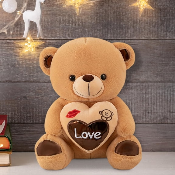 Teddy Bear Plush with “ Love ” Heart – Cute 10-Inch Stuffed Animal Gift for Mom, Girlfriend, Wife, Valentine’s Day, Birthday & Anniversary