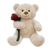 Teddy Bear Plush with Rose Gift for Her Soft Stuffed Animal Romantic Bear Decor