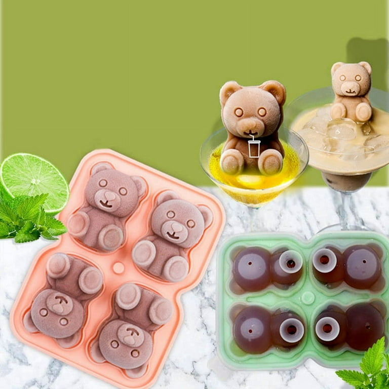 Teddy Bear Shaped Ice Cube Mold Silicone for Whiskey Big Ice Tray with Lid  2023 Kitchen Home Cool Summer 