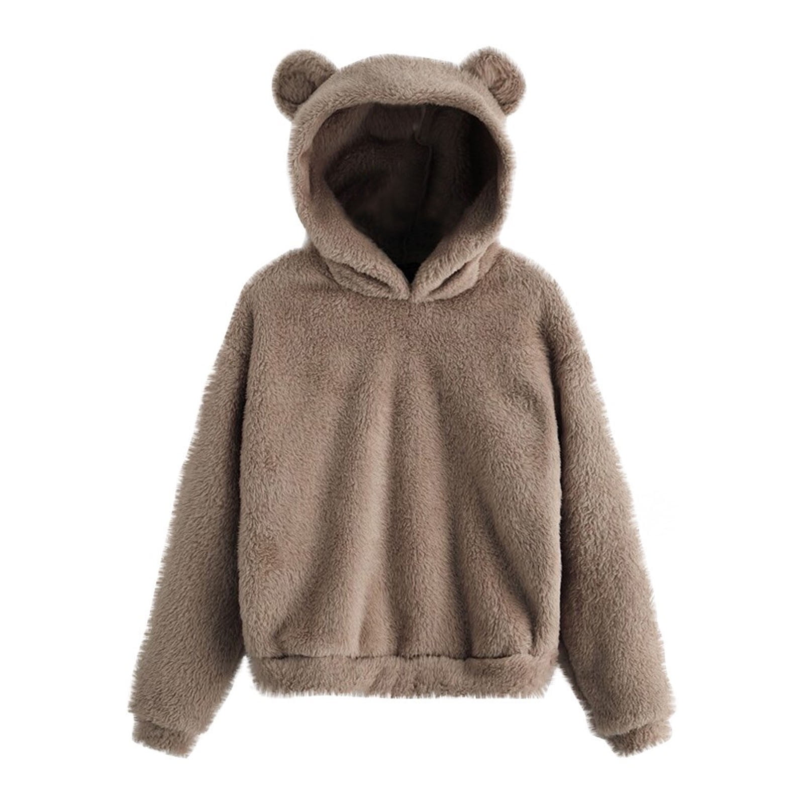 Teddy Bear Sherpa Hoodie for Women Fluffy Cute Girls Plus Size Fleece Pullover Winter Soft Comfy Hooded Sweatshirts Walmart