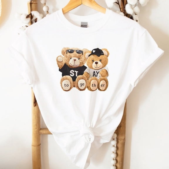 Teddy Bear Shirt, Bear T1Shirt, Family Matching T1EE, Cute Bear T-shirt, Animal Lover Gift Idea for Couple, Love Shirt for Her, Stay Together