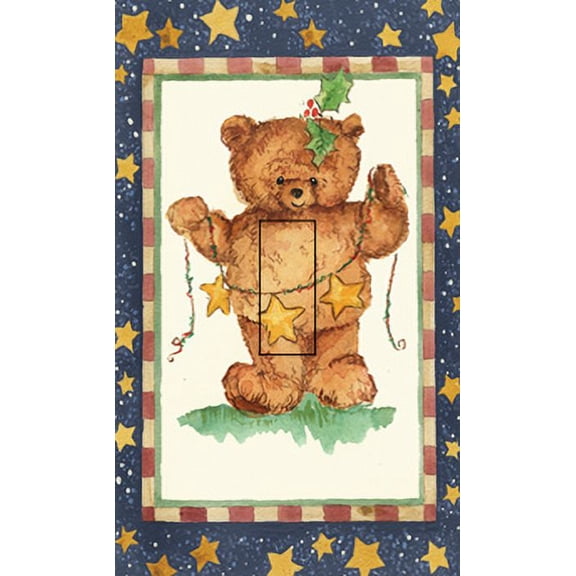 Teddy Bear Single Toggle SwitchStix Peel and Stick Art Deco Switch Plate Cover Applique Washable Heat/Steam/Water-Resistant - 1 unit
