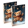 thumbnail image 1 of Teddy Bear Stars Starry Sky Ring Binder Notebook Journey Note Diary College Ruled Spiral Notebook Study Loose Leaf Paper A5 60 Pages, 1 of 8
