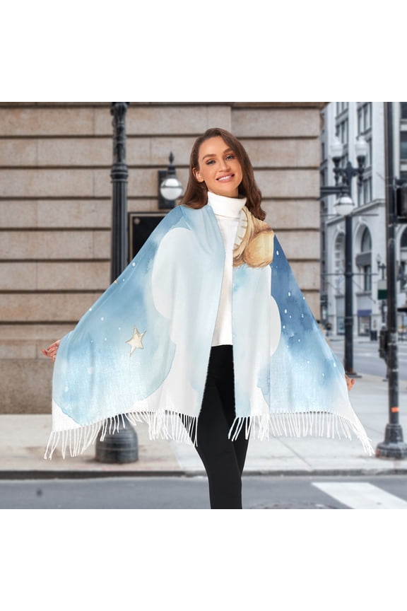 Teddy Bear Stars Winter Scarf for Women Fashion Warm Long Soft Blanket Scarves Gifts