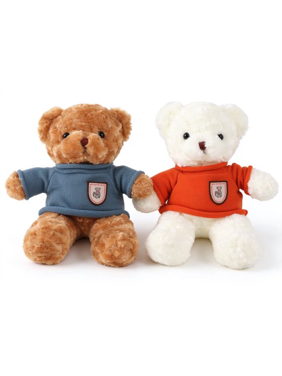 Teddy Bear Stuffed Animal 2 Pack, Cute Plush Teddy Bears with Hoodie Sweater, Soft Cuddly Plush Toys for Birthday Gift Party Favor Room Decor