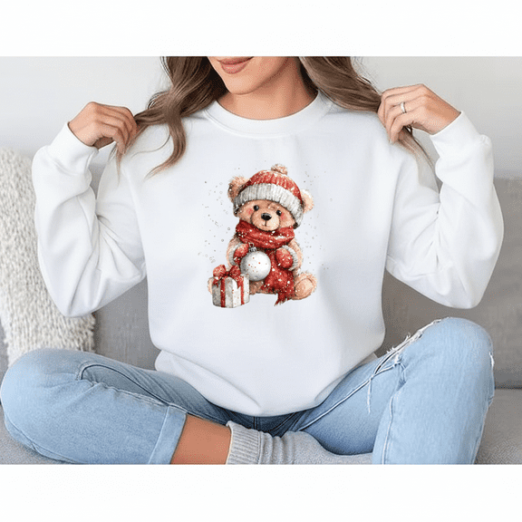 Teddy Bear Sweater Sweatshirt Cozy Winter Warm Holiday Season Cheerful Style, up to size 5XL