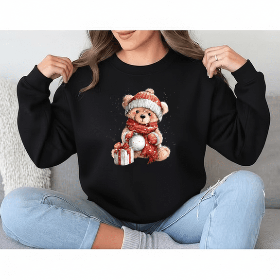 Teddy Bear Sweater Sweatshirt Cozy Winter Warm Holiday Season Cheerful Style, up to size 5XL