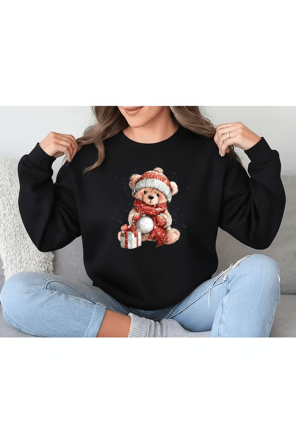Teddy Bear Sweater Sweatshirt Cozy Winter Warm Holiday Season Cheerful Style, up to size 5XL