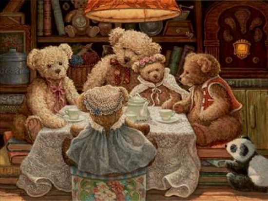 Teddy Bear Tea Party Canvas Art - Janet Kruskamp (18 x 24)