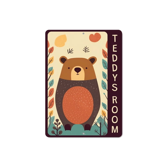 Teddy Bear Theme Kids Room Aluminum Metal Decor Sign - 10x14 inches