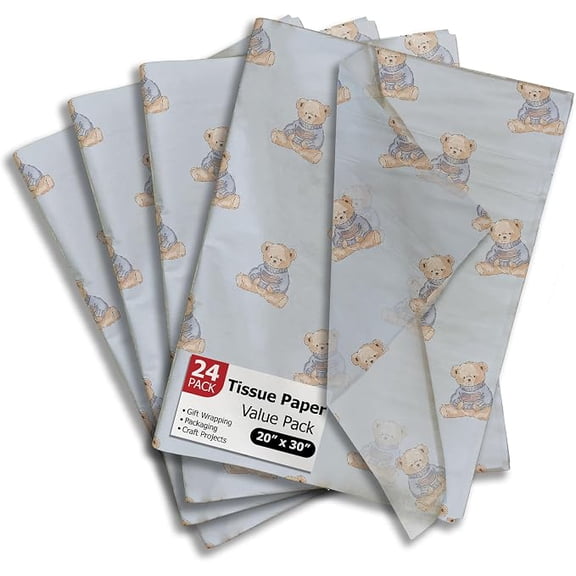 Teddy Bear Tissue Paper, 24 Sheets, 20 x 30 Inches Gift Wrap Tissue Paper