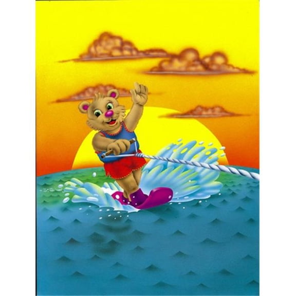 Teddy Bear Water Skiing Flag Canvas House Size