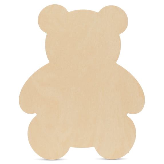 Teddy Bear Wood Cutouts 8-inch, Pack of 50 Wooden Crafts to Paint, Wooden Cutouts for Crafts, by Woodpeckers