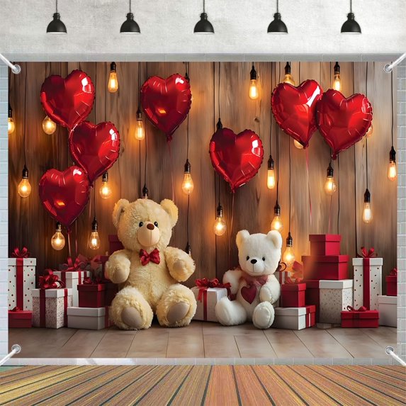 Teddy Bear Wood Wall 7x5ft Valentines Day Backdrop for Photography ...