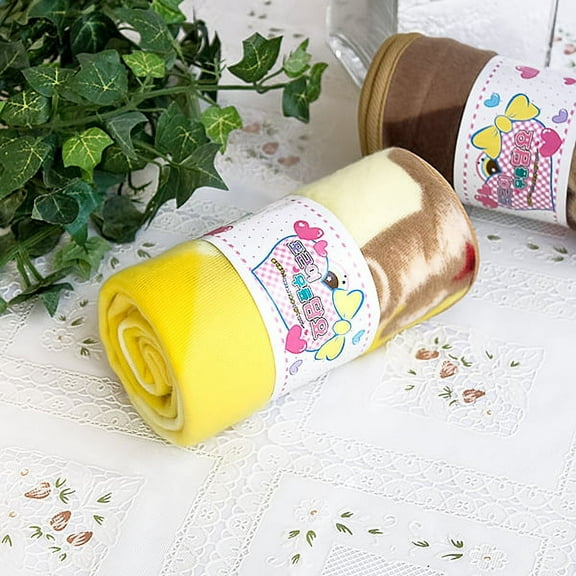 Teddy Bear - Yellow Korean Coral Fleece Mini Baby Throw Blanket (27.6"-38.6")