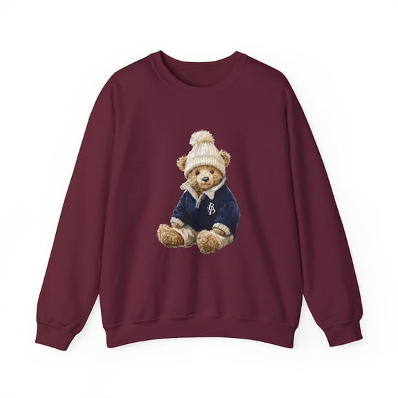 Teddy Bear in Knit Hat Crewneck Sweatshirt | Cozy Bear Design