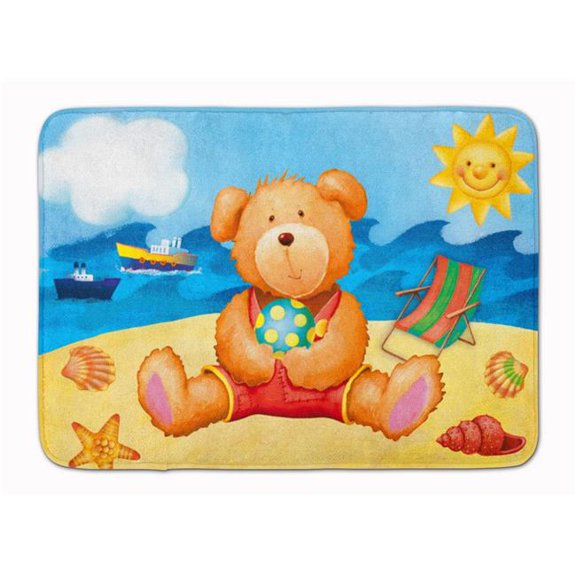 Teddy Bear on the Beach Machine Washable Memory Foam Mat