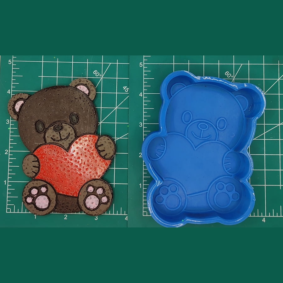 Teddy Bear with Heart Silicone Freshie Mold
