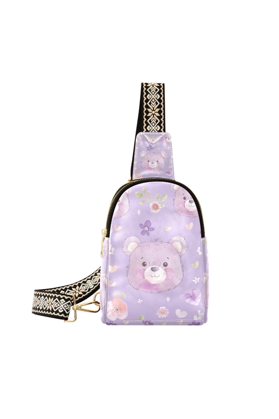 Teddy Bear with Rainbows Flowers Crossbody Bags Backpack Chest Bag Shoulder Bag Waist Bag for Outdoor Travel Hiking Fitness Cycling