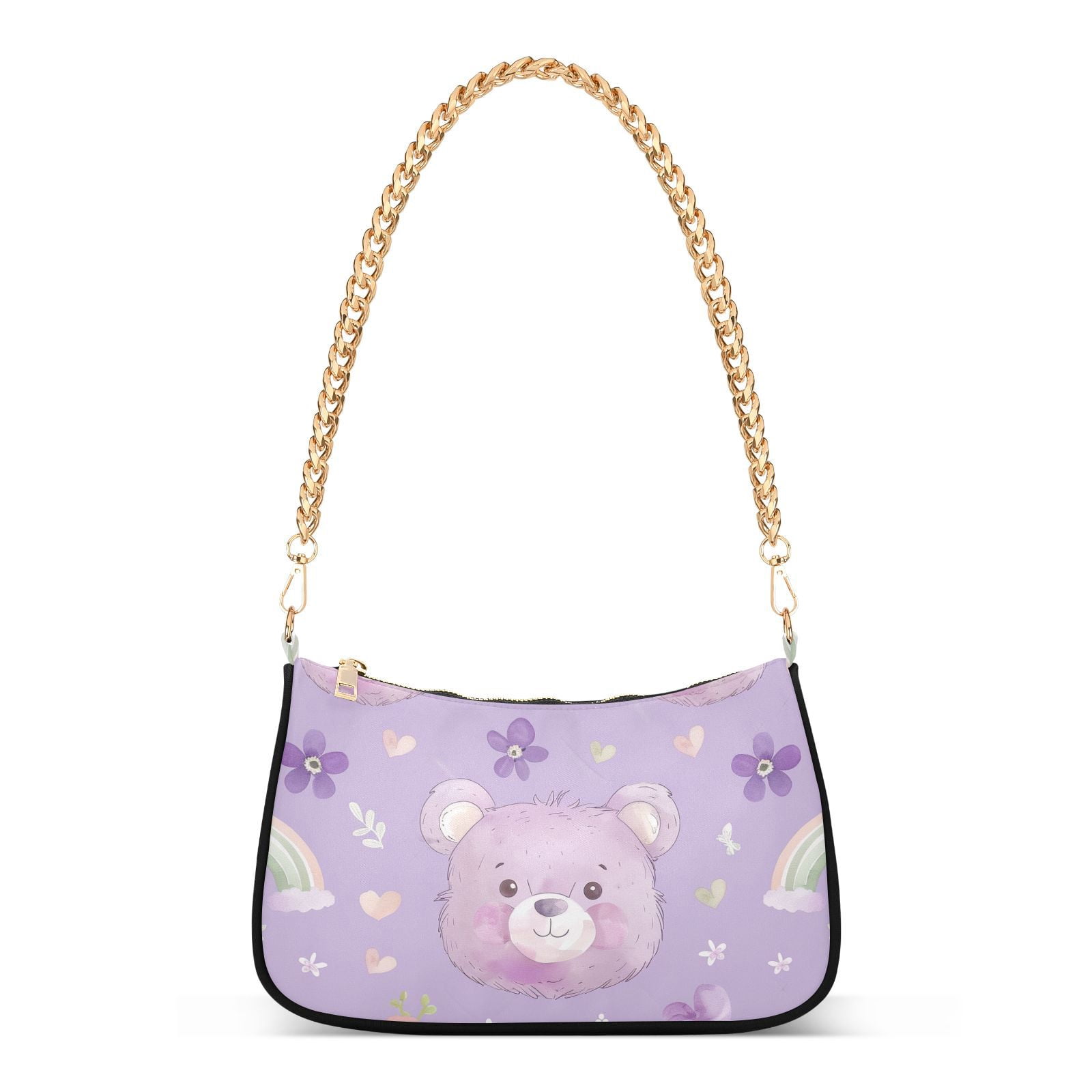 Teddy Bear with Rainbows FlowersWomen Small Shoulder Bag Crossbody Tote ...