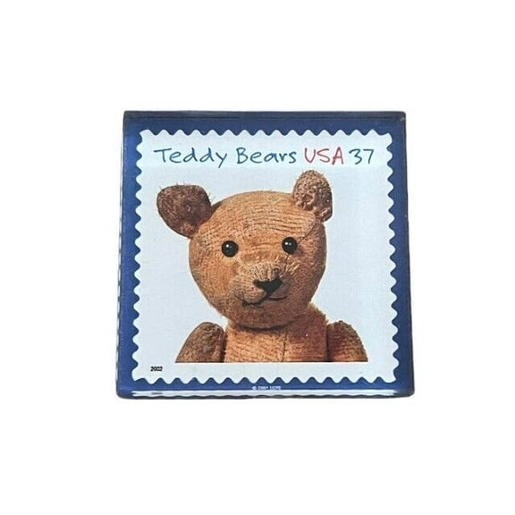 Teddy Bears 37 Cent Stamp Lapel Fridge Magnet Made USA Commemorative USPS 2002