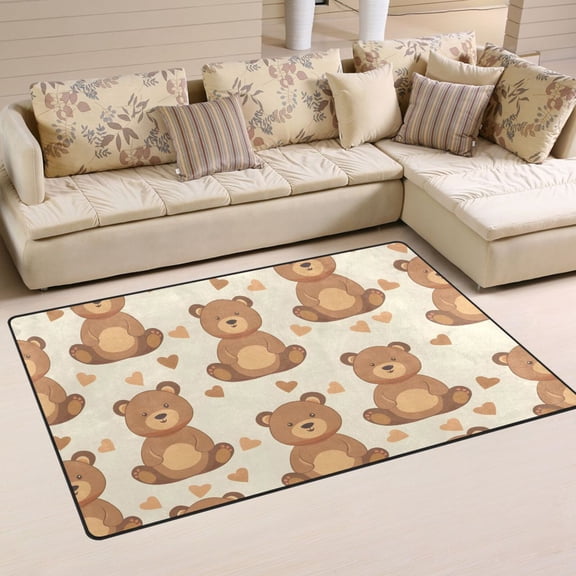 Teddy Bears Area Rug Washable Floor Carpet Mat 60 x 39 inch for Bedroom Living Room Kids Room Home Decor