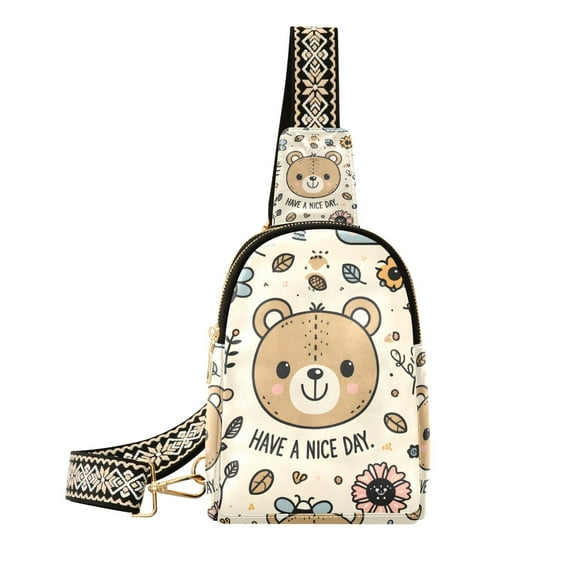 Teddy Bears Flowers Bees Crossbody Bags Backpack Chest Bag Shoulder Bag Waist Bag for Outdoor Travel Hiking Fitness Cycling