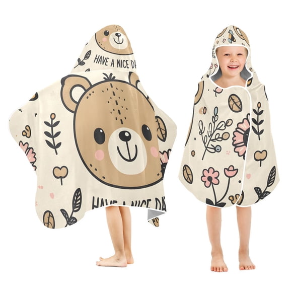Teddy Bears Flowers Bees Kid Bath Towels Bath Beach Towel Super Soft and Absorbent for Kid Girl Boy Babie Toddler Infant