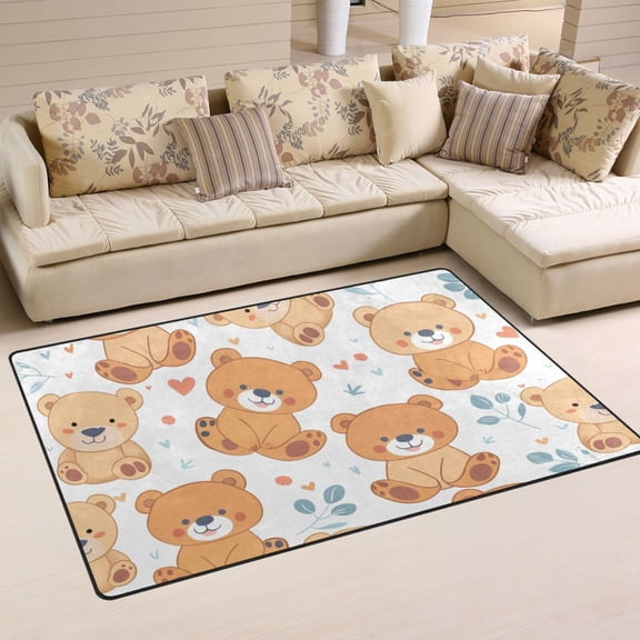 Teddy Bears Full Area Rug Washable Floor Carpet Mat 60 x 39 inch for Bedroom Living Room Kids Room Home Decor