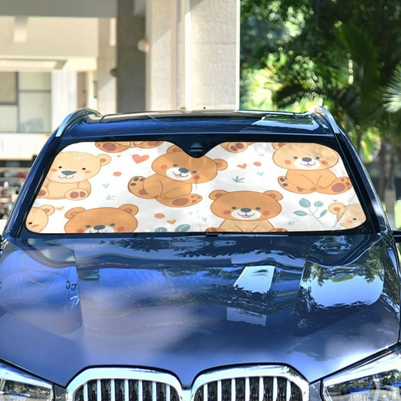 Teddy Bears Full Automotive Front Car Windshield Sun Shade Reflector Foldable for Front Fit for Cars Truck SUVs