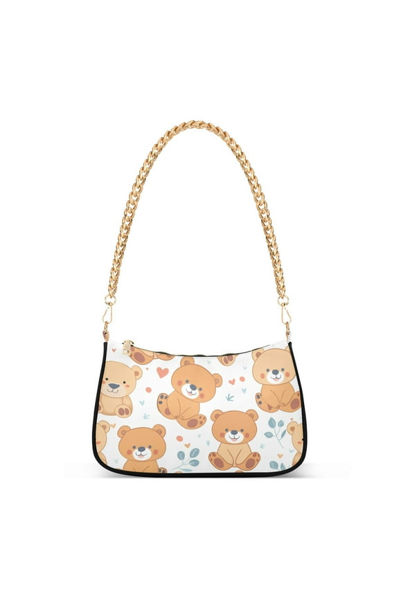 Teddy Bears FullWomen Small Shoulder Bag Crossbody Tote Hobo Bags Purse Clutch Handbags with Chain Strap for Women