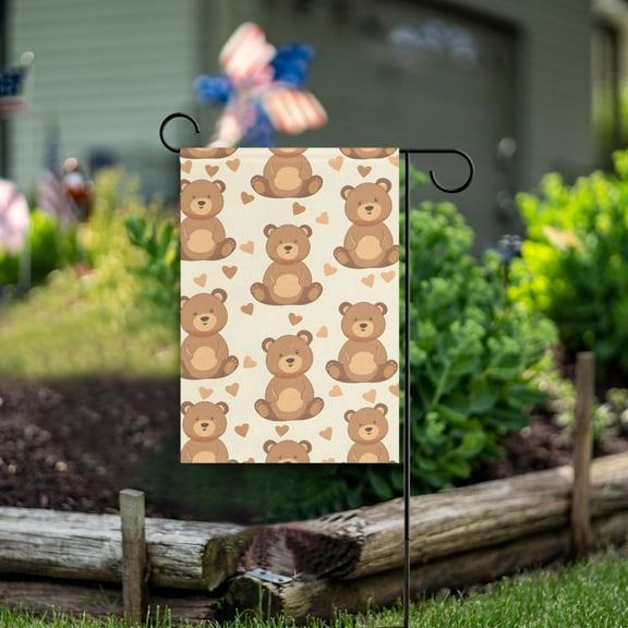 Teddy Bears Garden Flag Double Sided Outdoor Banners for Courtyard Outdoor Lawn Farmhouse Holiday Decorations