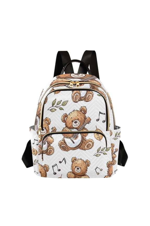 Teddy Bears Guitas Leaves Music Travel Laptop Backpack Casual Daypack Lightweight Bookbag Compartment for Business