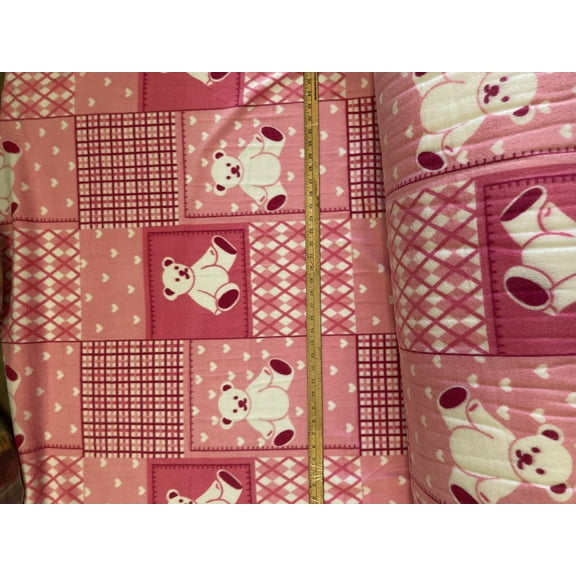 Teddy Bears Print on Pink Fleece Fabric 58”/60” Wide and Sold by the Yard