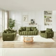thumbnail image 1 of Teddy Cloud Sofa Couch, Comfy Deep Seat Modern Lounge Chair Cushions, Upholstered 1 Seater + 3 Seater + 3 Seater Oversized Couch, Apartment Sofa Furniture for Living Room Office, Green, 1 of 9