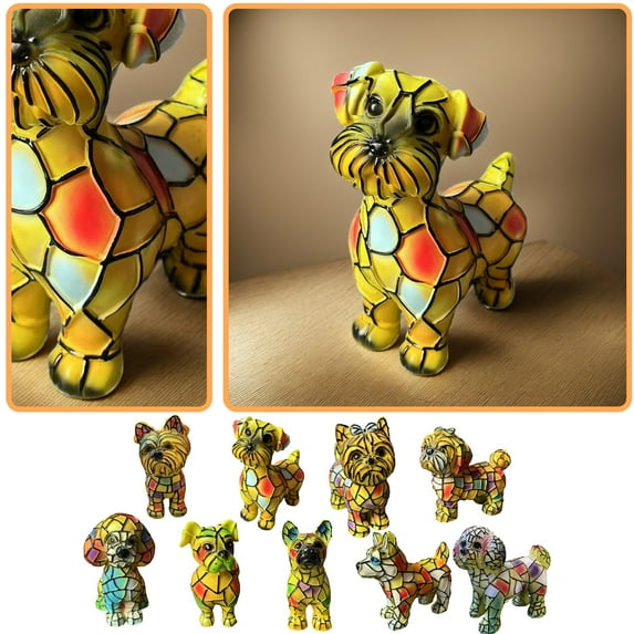 Teddy Dog Art Night Light Stained Resin LED Tabletop Lamp Cute Pet Vintage Animal Home Decor Accent for Bedroom Living Room Study