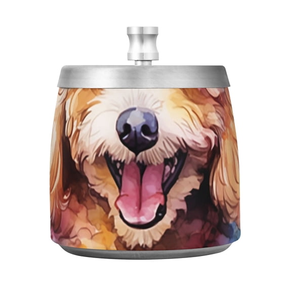 Teddy Dog Head Ashtray with Lid Smell Proof Cigarette Ashtray Stainless Steel Smokeless Ash Holder for Indoor Outdoor