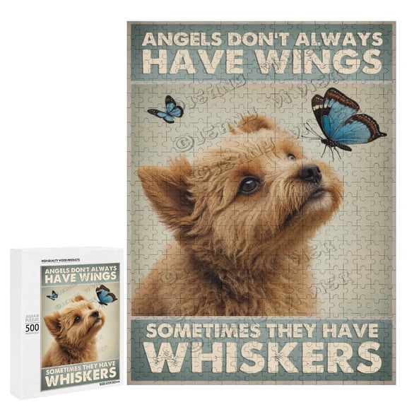 Teddy Dog With Butterfly Puzzle Jigsaw Puzzles for Adults 500 Pieces, Brain Challenging Shaped Puzzle for Game Night, Family, Friends, Puzzle Size is 20.5"x15.0"