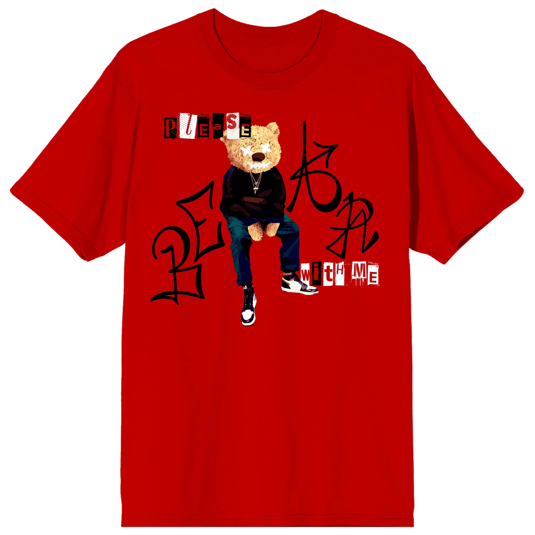 Teddy Drip Please Bear With Me Crew Neck Short Sleeve Red Men s T shirt Small Walmart