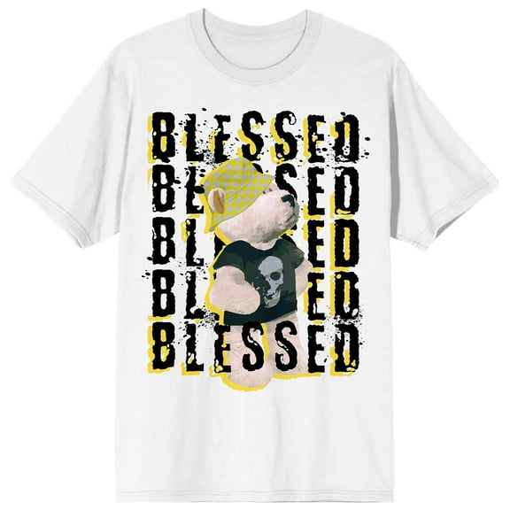 Teddy Drip Repeatedly Blessed Men's White Short Sleeve Crew Neck Tee-Small