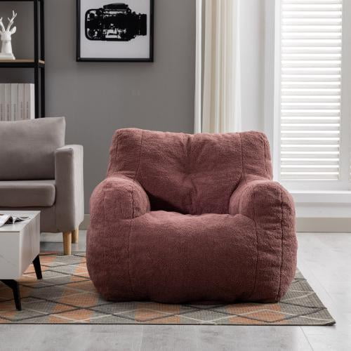 Panpan Bean Bag Chairs with Memory Foam,37 W White Teddy Bean Bag  Chair,Fluffy Lazy Sofa-The Pop Maison