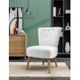 thumbnail image 1 of Teddy Fabric Button Accent Slipper Chair, Accent Armless Chair with Wooden Legs,Wooden Frame, Upholstered Slipper Chair For Dining Room, Living Room, Bedroom,White, 1 of 8