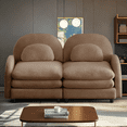 thumbnail image 1 of Teddy Fabric Cloud Loveseat Sofa - Curved Backrest with Lumbar Pillows, 2-Seater Modular Couch with Double-Layer Cushion, Camel, 1 of 13