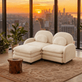 thumbnail image 1 of Teddy Fabric Cloud Loveseat Sofa - Curved Backrest with Lumbar Pillows, 2-Seater Modular Sectional Couch with Movable Ottoman & Double-Layer Cushion, 1 of 14