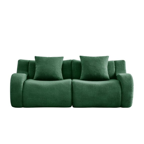 Teddy Fabric Loveseat, Boneless 2 Seater Sofa, Compact Small Space Couch, No Assembly, Green