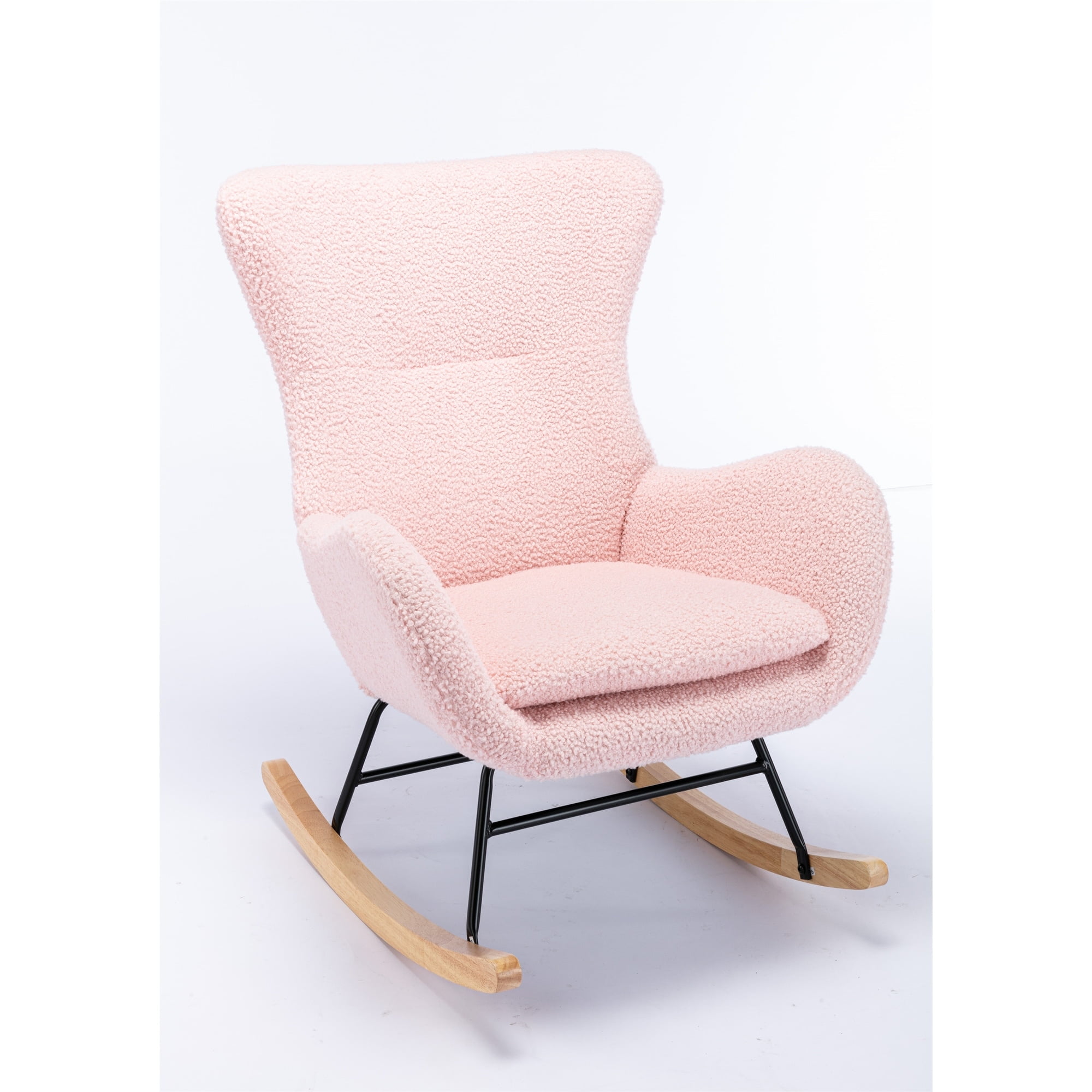 Teddy Fabric Rocking Chair Accent Chair Pink - Walmart.com