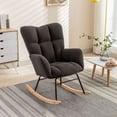 thumbnail image 1 of Teddy Fabric Rocking Chair, Upholstered Glider Rocker Accent Chair with Padded Seat and High Backrest, Armchair Reading Chair for Living Room Bedroom Offices, 1 of 7