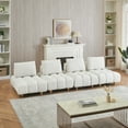 thumbnail image 1 of Teddy Fabric Sofa, 4 Seat Small Sectional Armless Floor Sofa with Spacious and Comfortable Seat, Upholstered Couch with Removable Back Cushion for Living Room, Bedroom, Apartment,Beige, 1 of 6