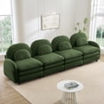 thumbnail image 1 of Teddy Fabric Soft Cloud-like 4-Seat Sofa,Curved Backrest and Armrest with Curved Lumbar Pillows, Modular 4 Seater Couch with Supportive Double-layer cushion, Green, 1 of 6